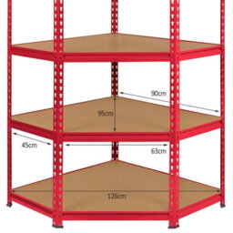MonsterShop Z-Rax Corner Garage Shelving Unit - 5 Tier Heavy Duty Rack For Storage Steel Utility Shelves - thumbnail 5