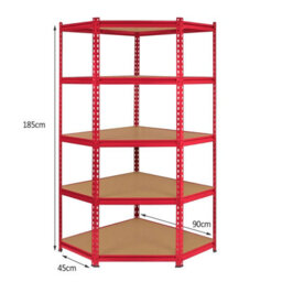 MonsterShop Z-Rax Corner Garage Shelving Unit - 5 Tier Heavy Duty Rack For Storage Steel Utility Shelves - thumbnail 4