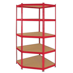 MonsterShop Z-Rax Corner Garage Shelving Unit - 5 Tier Heavy Duty Rack For Storage Steel Utility Shelves - thumbnail 2