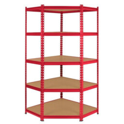 MonsterShop Z-Rax Corner Garage Shelving Unit - 5 Tier Heavy Duty Rack For Storage Steel Utility Shelves