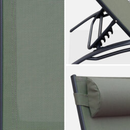 Sweeek. Pair Of Aluminium And Textilene Sun Loungers 4 Reclining Positions Louisa Grey 167X64X82 Cm - thumbnail 5