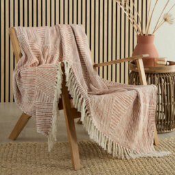 Appletree Myan Geometric Mosaic Design Terracotta Woven Throw - thumbnail 1