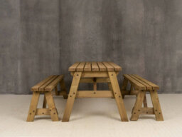 Arbor Garden Solutions Victoria Wooden Picnic Bench And Table Set, Outdoor Dining Set (7Ft, Rustic Brown) - thumbnail 2