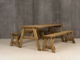 Arbor Garden Solutions Victoria Wooden Picnic Bench And Table Set, Outdoor Dining Set (7Ft, Rustic Brown) - thumbnail 5