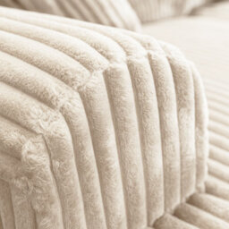 Furnishings For Less UK Vinci Chunky Thick Cord Soft Cream 4 Seater Corner Sofa Left Hand Facing - thumbnail 2