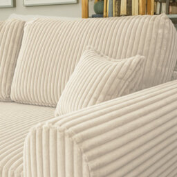 Furnishings For Less UK Vinci Chunky Thick Cord Soft Cream 4 Seater Corner Sofa Left Hand Facing - thumbnail 3