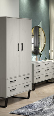 Core Products Grey Waxed 2 Door, 2 Drawer Wardrobe H176.0Cm X W76.5Cm X D53.0Cm - image 1