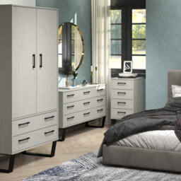 Core Products Grey Waxed 2 Door, 2 Drawer Wardrobe H176.0Cm X W76.5Cm X D53.0Cm - thumbnail 8