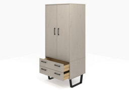 Core Products Grey Waxed 2 Door, 2 Drawer Wardrobe H176.0Cm X W76.5Cm X D53.0Cm - thumbnail 5