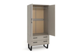 Core Products Grey Waxed 2 Door, 2 Drawer Wardrobe H176.0Cm X W76.5Cm X D53.0Cm - thumbnail 4