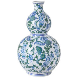 Beliani Flower Vase Mostoles Porcelain 45 Cm White/ Blue