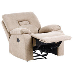Beliani Manual Recliner Living Room Set 6 Seater Bergen Fabric Beige - thumbnail 5