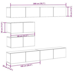 Berkfield 6 Piece Tv Cabinet Set Wall-Mounted Old Wood Engineered Wood - thumbnail 9