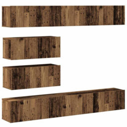 Berkfield 6 Piece Tv Cabinet Set Wall-Mounted Old Wood Engineered Wood - thumbnail 2