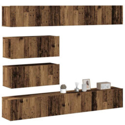 Berkfield 6 Piece Tv Cabinet Set Wall-Mounted Old Wood Engineered Wood - thumbnail 1