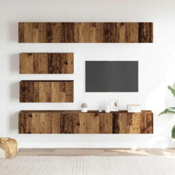 Berkfield 6 Piece Tv Cabinet Set Wall-Mounted Old Wood Engineered Wood - thumbnail 3