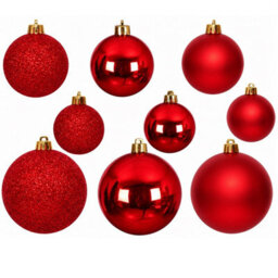 Decoris 30 Red Baubles Shatterproof Christmas Tree Hanging Decoration - thumbnail 9
