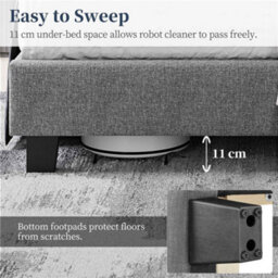 Yaheetech Bed Frame With Channel Tufted Headboard - Light Grey / King - thumbnail 6
