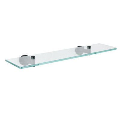 Homestylestore Wall Mounted Bathroom Glass Shelf With Black Brackets 500mm - image 1