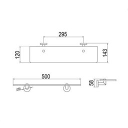 Homestylestore Wall Mounted Bathroom Glass Shelf With Black Brackets 500mm - thumbnail 4