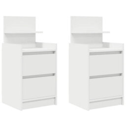 Berkfield Bedside Cabinets With 2 Drawers 2 Pcs White 38X34X80 Cm - thumbnail 2
