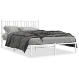 Berkfield Metal Bed Frame Without Mattress With Headboard White 140X190Cm - thumbnail 2