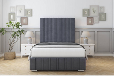 "Sloomy Langston Steel Plush Bed Frame With Mattress With 50"" Upholstered Headboard 6' Super King" - image 1