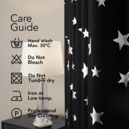 Deconovo Black Curtains Stars Foil Printed Thermal Curtains Eyelet Blackout Curtains For Bedroom 46 X 54 Inch Black 1 Pair - thumbnail 3