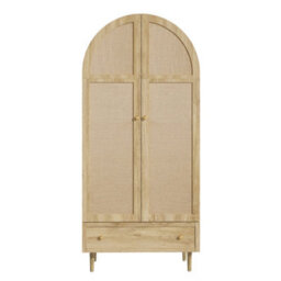 Matteo Elegant Arch-Top Wardrobe With Fabric Doors And Drawer - Wood Effect - thumbnail 9