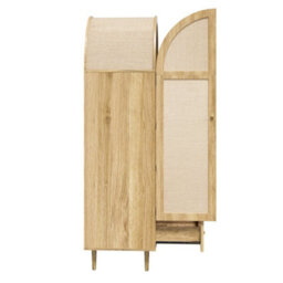 Matteo Elegant Arch-Top Wardrobe With Fabric Doors And Drawer - Wood Effect - thumbnail 6