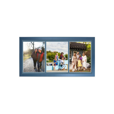 AK Frames 16X8 Gold Sleek Multi Photo Frame With Pompadour Mount - Holds 3 Apertures (3X) 7X5 Photos - image 1