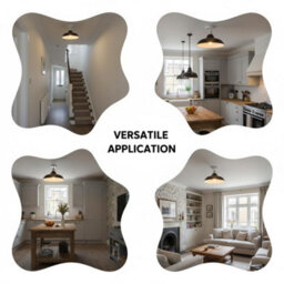 Vintage Flush Mount Ceiling Lighting E27 Holder With 32Cm Black Inner White Lampshade Easy Fit Metal Semi Light Fitting - thumbnail 5
