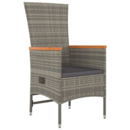 Berkfield 9 Piece Garden Dining Set With Cushions Grey Poly Rattan - thumbnail 3