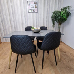 Kosy Koala Modern Rectangle Dark Grey Dining Table Set With 4 Black Chairs Dining Room Furniture - thumbnail 6