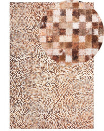 Beliani Rug Torul Brown 140 X 200 Cm Leather - thumbnail 1