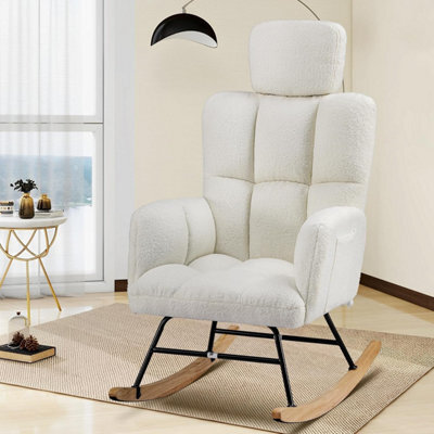 Comhoma Rocking Chair, Teddy Comfy Relaxer Chair With High Backrest For Adults For Living Room, Bedrooms, Balcony - image 1