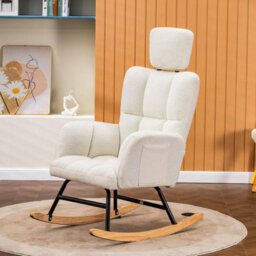 Comhoma Rocking Chair, Teddy Comfy Relaxer Chair With High Backrest For Adults For Living Room, Bedrooms, Balcony - thumbnail 3