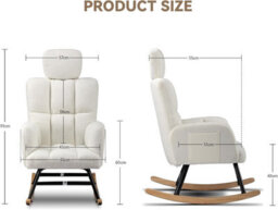Comhoma Rocking Chair, Teddy Comfy Relaxer Chair With High Backrest For Adults For Living Room, Bedrooms, Balcony - thumbnail 2