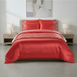 Shimmer Duvet Cover Set Luxury Bedding With Elegant Metallic Finish Red