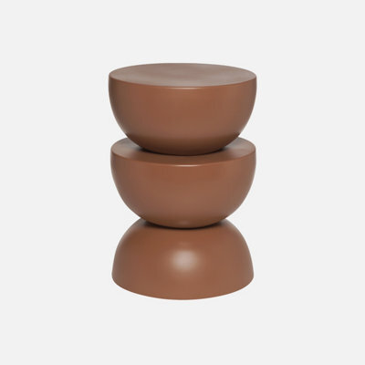 Sweeek - Side Table End Table Bedside Table Metal Diam.32 X H46.5Cm Terracotta 32X32X46.5 Cm - Coumba - image 1
