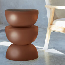 Sweeek - Side Table End Table Bedside Table Metal Diam.32 X H46.5Cm Terracotta 32X32X46.5 Cm - Coumba - thumbnail 3