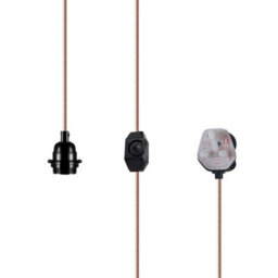 Ledsone Plug In Pendant Light Fabric Flex Cable 2M E27 Bulb Socket Plug With Switch Ideal Decorative Lighting (Rose Gold) - thumbnail 8