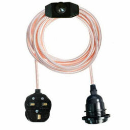Ledsone Plug In Pendant Light Fabric Flex Cable 2M E27 Bulb Socket Plug With Switch Ideal Decorative Lighting (Rose Gold) - thumbnail 2