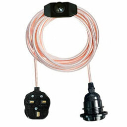 Ledsone Plug In Pendant Light Fabric Flex Cable 2M E27 Bulb Socket Plug With Switch Ideal Decorative Lighting (Rose Gold) - thumbnail 1
