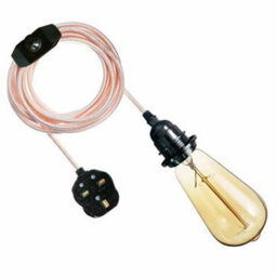Ledsone Plug In Pendant Light Fabric Flex Cable 2M E27 Bulb Socket Plug With Switch Ideal Decorative Lighting (Rose Gold) - thumbnail 4