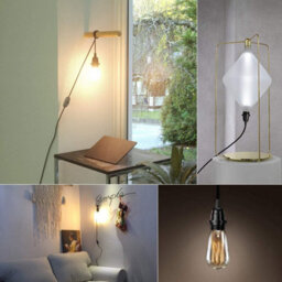 Ledsone Plug In Pendant Light Fabric Flex Cable 2M E27 Bulb Socket Plug With Switch Ideal Decorative Lighting (Rose Gold) - thumbnail 5