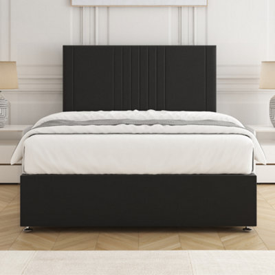 Bsspoke Monaco Divan Bed Set Black Plush Velvet With 24Inch Headboard & Mattress No Drawers In Double King 3Ft 4Ft 6Ft - image 1