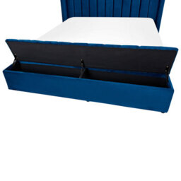 Beliani Bed With Storage Bench Velvet Noyers 160 X 200 Cm (Eu King Size) Navy Blue - thumbnail 8