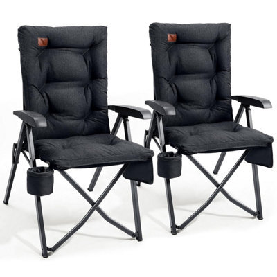Ever Advanced Camping Chairs 2 Set For Adults Heavy Duty High Back Oversized Folding Garden Chair Comfy Padded 6 Cm Loadable 150