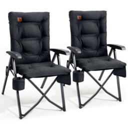 Ever Advanced Camping Chairs 2 Set For Adults Heavy Duty High Back Oversized Folding Garden Chair Comfy Padded 6 Cm Loadable 150